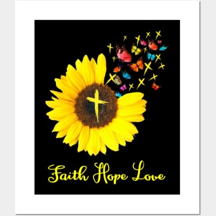 Faith Sunflower Hope Love Costume Gift Posters and Art